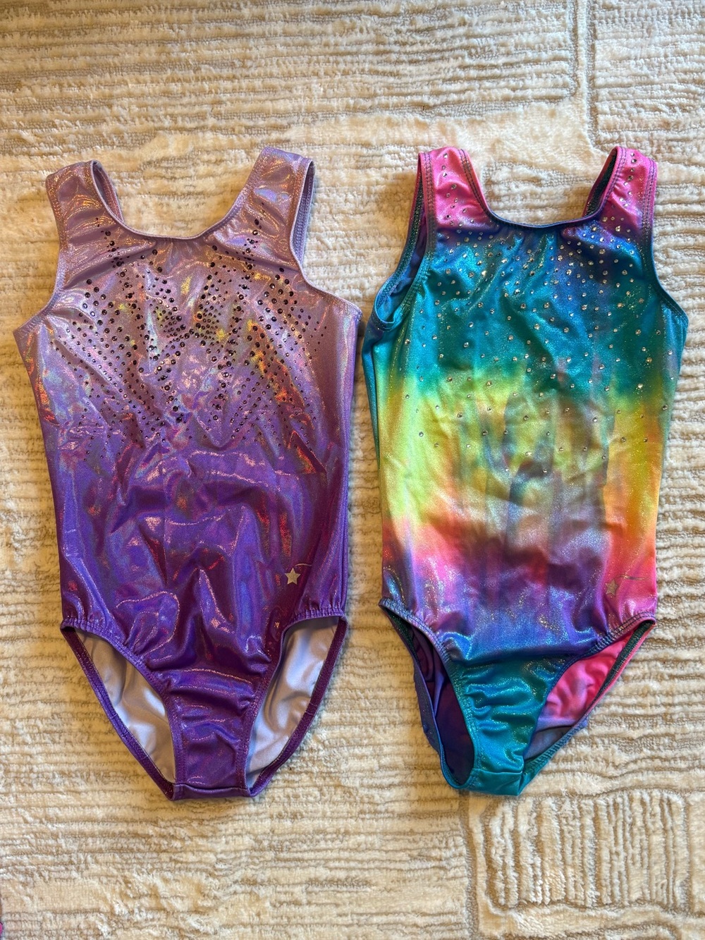 Sparkle Stretch Girls' Purple and Rainbow Gymnastics Leotards